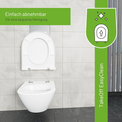 LUVETT® WC-Sitz D230 D-Form Weiss mit Absenkautomatik SoftClose, EasyClean (abnehmbar), Duroplast, e