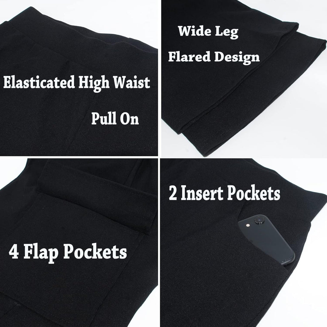 Nuofengkudu Cargohose Damen Weite Hosen Stretch High Waist Cargo Taschen Bootcut Schlaghose Damenhos