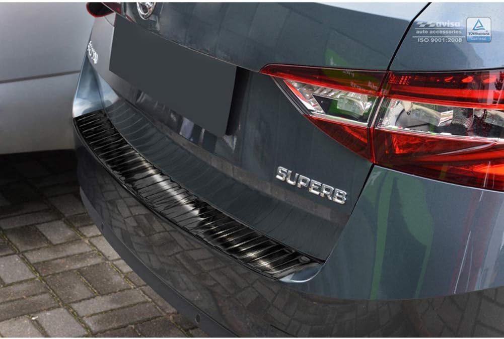 Schwarz Edelstahl Heckstossstangenschutz kompatibel mit Skoda Superb III Combi 2015-2019 & Facelift