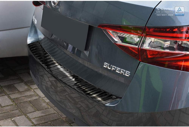 Schwarz Edelstahl Heckstossstangenschutz kompatibel mit Skoda Superb III Combi 2015-2019 & Facelift