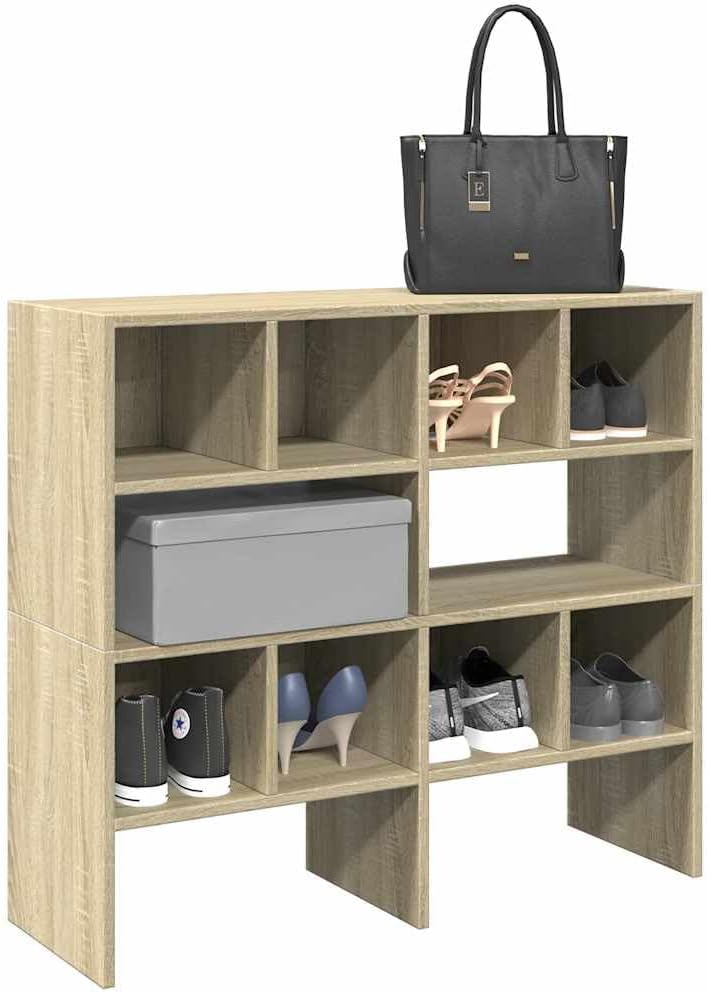 vidaXL Schuhregale 2 STK. Stapelbar Sonoma-Eiche 89,5x30x40 cm, Schuhaufbewahrung, Schuhorganizer, S