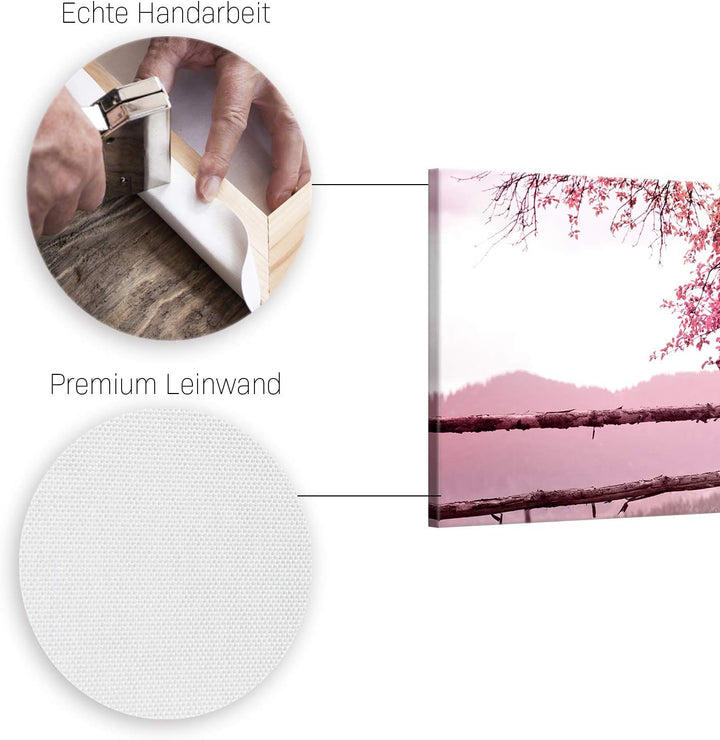 ge Bildet Bild auf Leinwand | Frühlingsbaum - Natur Baum Rosa Pink A in 120x50 cm als Panorama Wandb