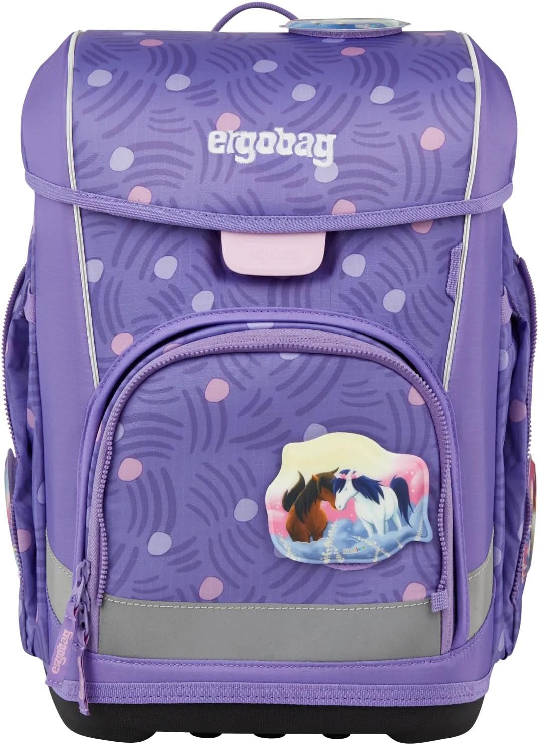 ergobag cubo Light Set ergonomischer Schulranzen, extra leicht, Set 5-teilig, 860 g Ponybäradies - L