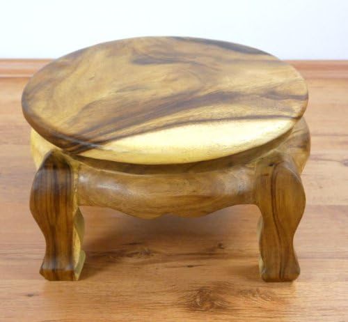 livasia Runder Opiumtisch, Beistelltisch, Massivholztisch, Nachttisch, Podest Natur 40cm, Natur 40cm