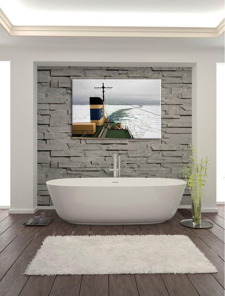 Pixxprint riesiges Schiff in Eisdecke 100x70cm Leinwandbild Wandbild Kunstdruck 100x70 cm, 100x70 cm