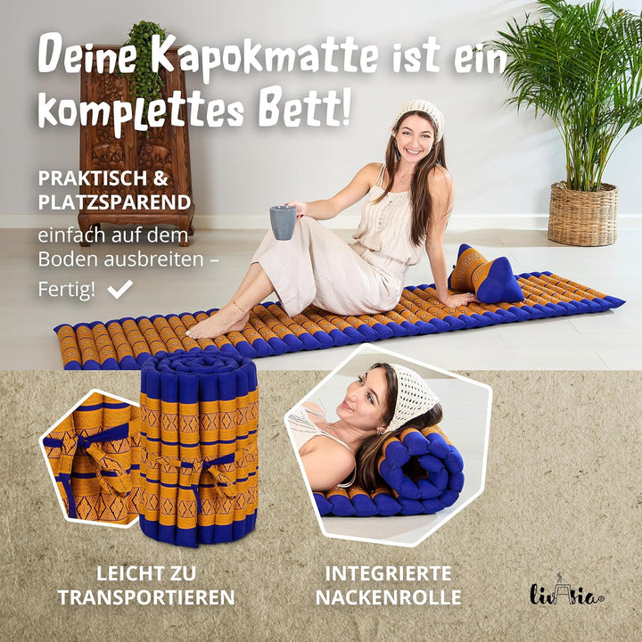 livasia Rollmatte Rollmatratze L-200x110x4,5cm, Gästebett Gästematratze 1 Person, Reisebett Kofferra