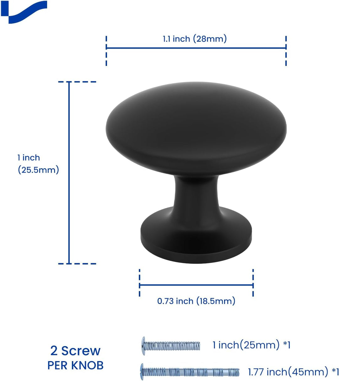 LONTAN 20 Stück Küchenknöpfe Schwarz Möbelknöpfe Schwarz Schrankknöpfe Modern Türknopf Schwarz Schub
