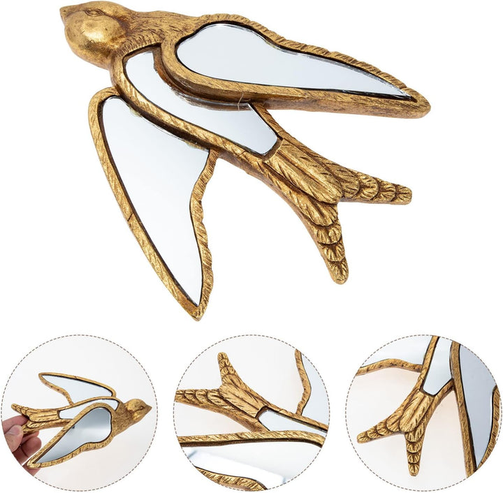 FOMIYES Heimzubehör Wanddeko Metall Vogel Wanddeko Wandskulptur Harz Spiegel Wandschmuck Wandobjekt