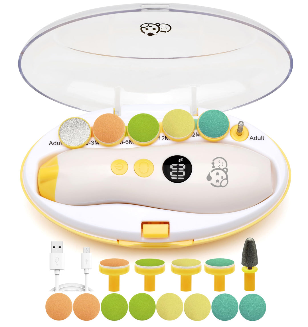 Wiederaufladbarer Baby-Nagelschneider 22 in 1, elektrische Nagelfeile, zusätzliche 13 Ersatzstücke,