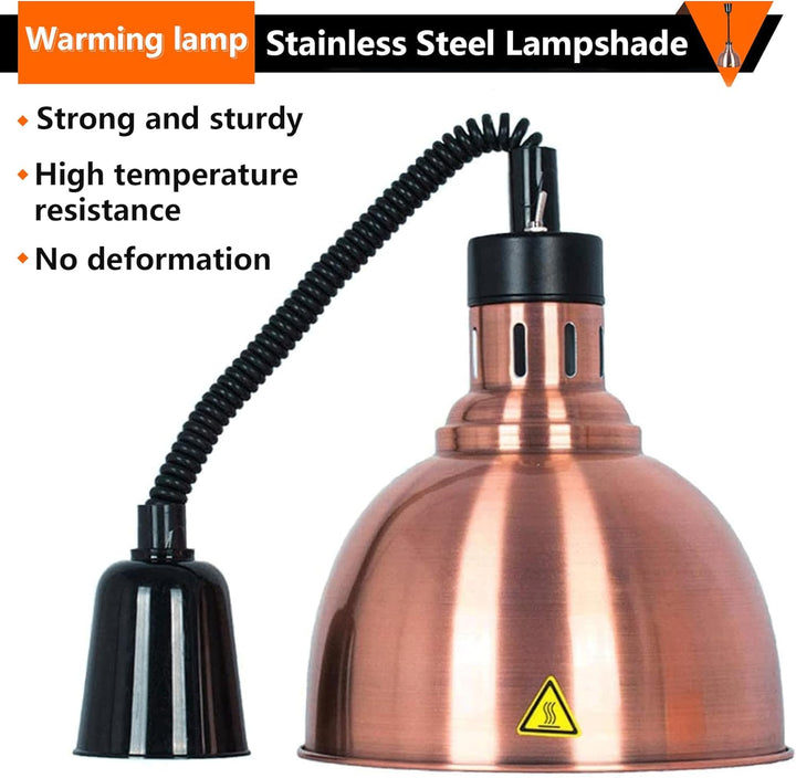 Wärmelampe Küche, 250W Hängend Wärmelampe Gastronomie für Speisen, 25cm Lebensmittel Wärmelampe für