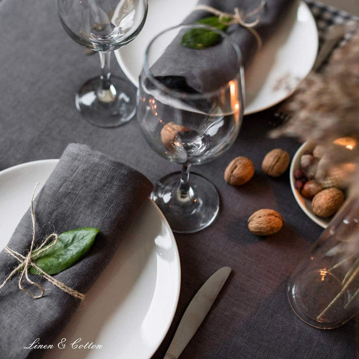 Linen & Cotton Hochwertige 4 x Stoffservietten/ Servietten Stoff/ Leinenservietten Hygge -100% Leine