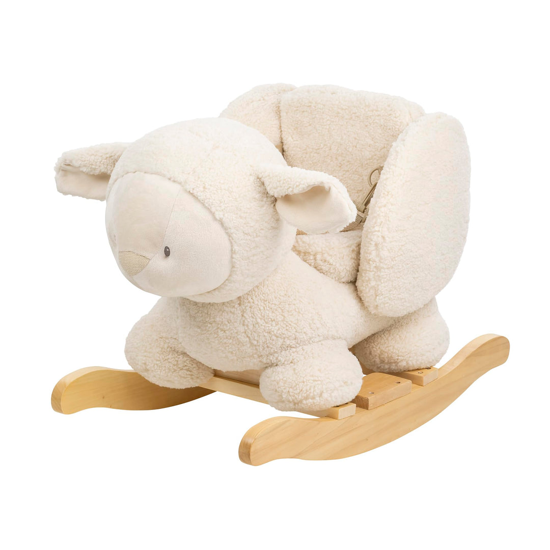 Nattou Schaukeltier aus weichem Teddy-Stoff, Schaukeltier Schaf, Inkl. Sicherheitsgurt, Fröhliches H