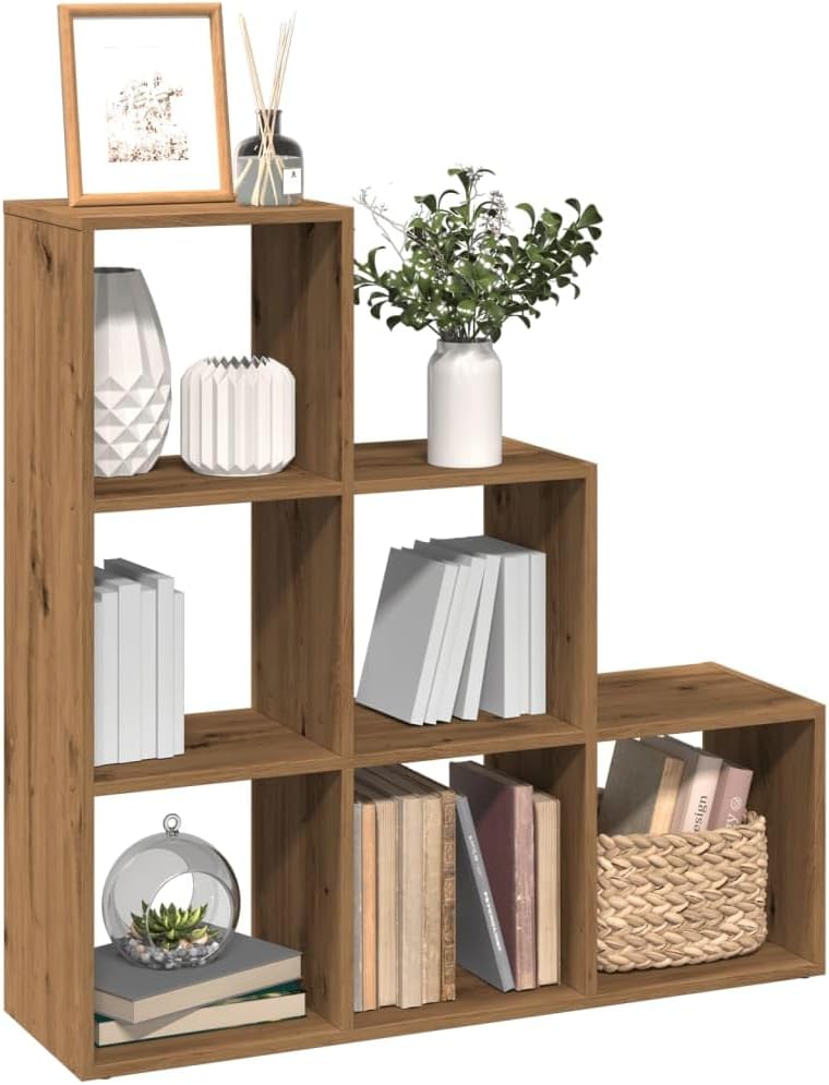 vidaXL Raumteiler Bücherregal 3 Etagen, Standregal Treppenregal für Wohnzimmer Schlafzimmer Büro, St