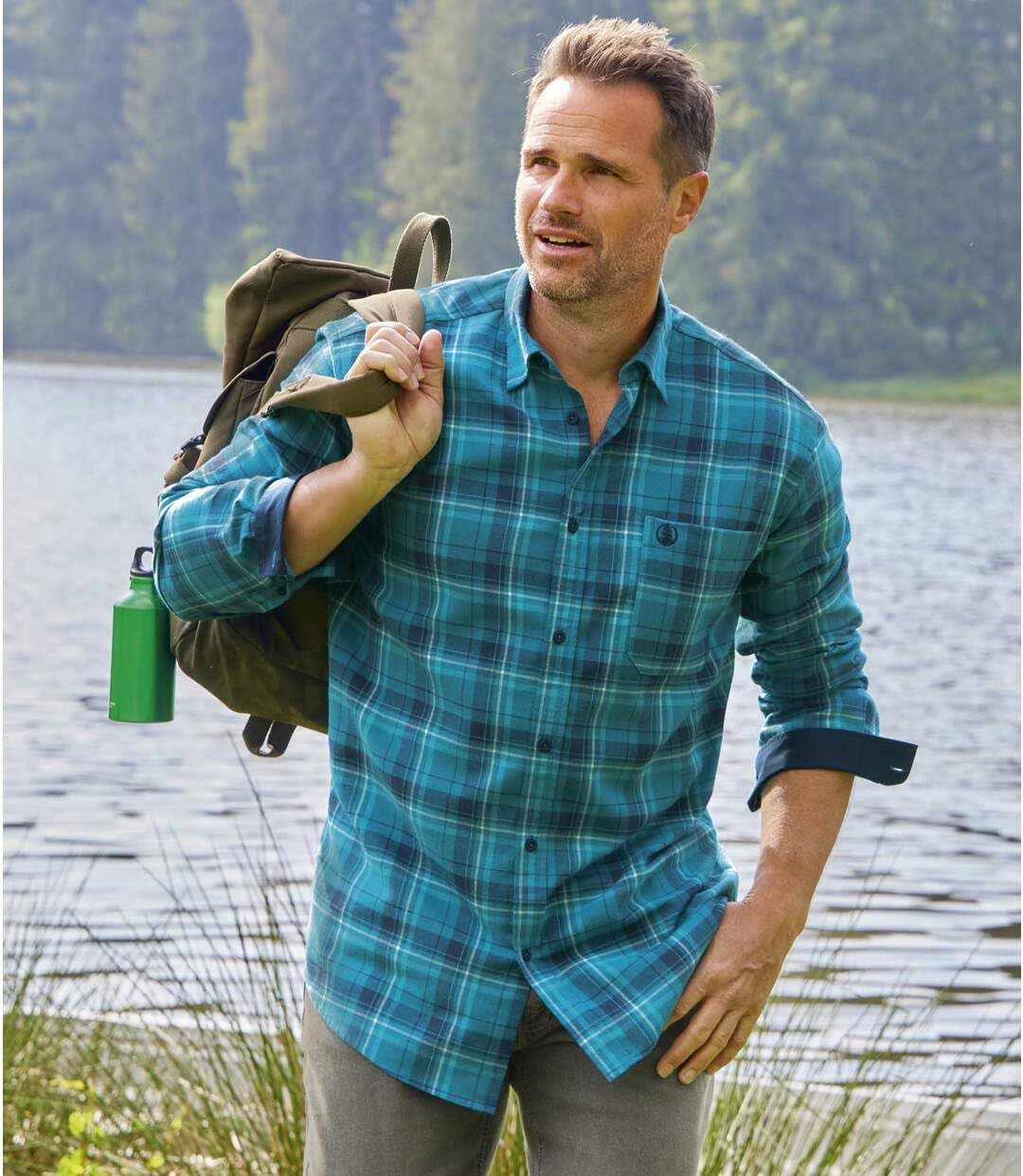 ATLAS FOR MEN - Kariertes Hemd aus Flanell - Langärmelig - Verfügbar in grossen Grössen von M bis 5X