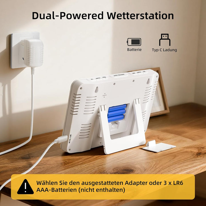 Wetterstation Funk mit 1 Aussensensoren, Farbdisplay - Präzise Wettervorhersage, Innen/Aussen Temper