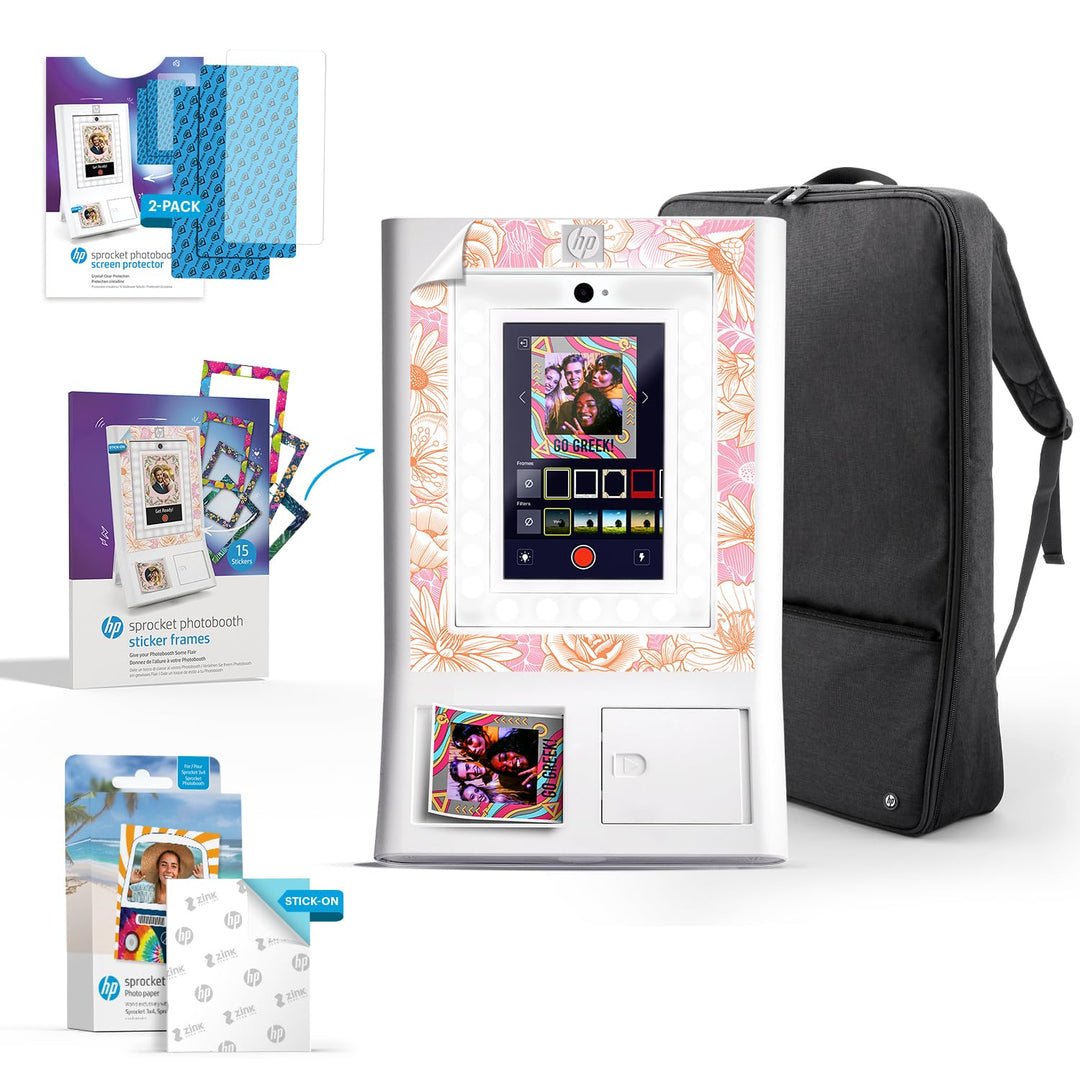 HP Sprocket Fotobox-Maschine Sofort-Farb-Fotodrucker (Weiss) Geschenk-Paket + Zink-Papier (100 Blätt