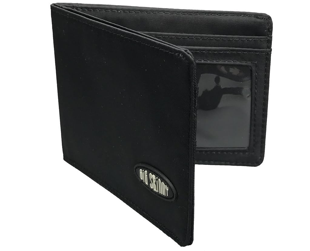 Big Skinny Slimline Herren-Geldbörse, doppelt gefaltet, für bis zu 25 Karten Schwarz, Schwarz