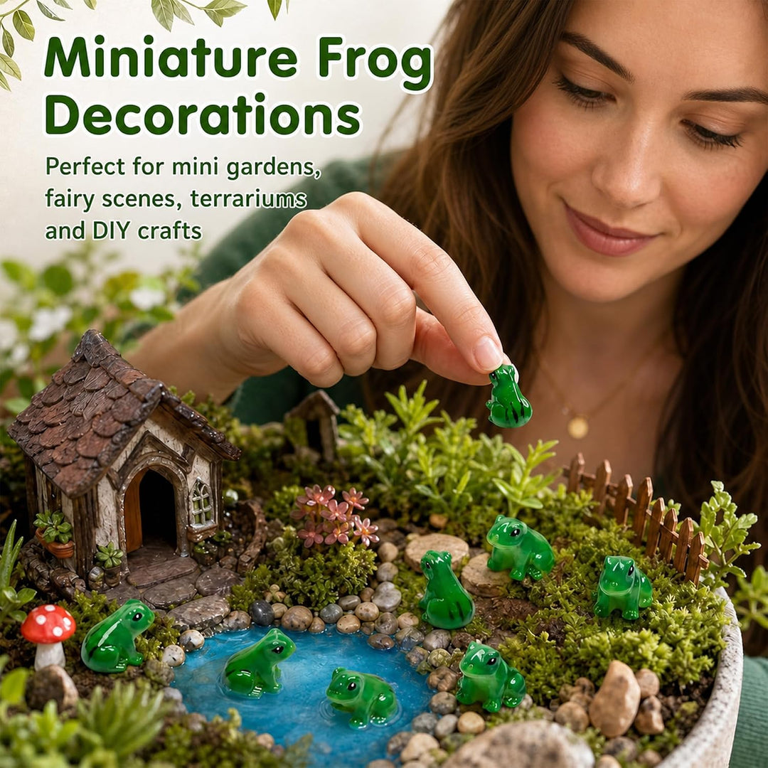 Exasinine 50 Stück Mini-Frösche Harz Grün Frosch Miniaturfiguren Tiere Modell Feengarten Miniatur Mo