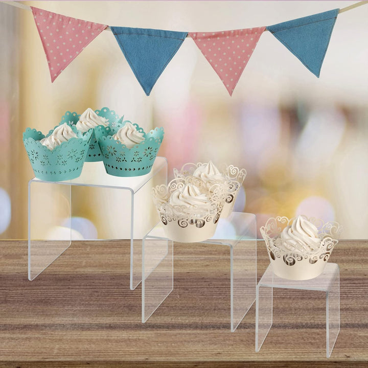 Boxalls 2 Set Acryl Display Risers, Klare Produktstände für Sammlungen, Schmuck Display Riser Regal