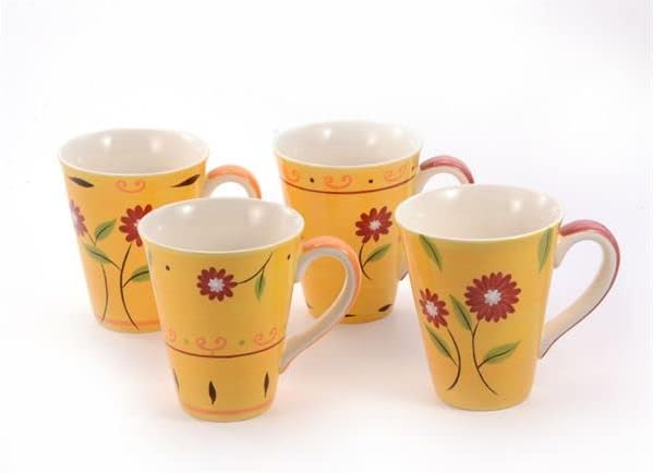teemando® Set = Kanne "Danja" Keramik 1,9 l + 4 Becher "Danja" Keramik, 4-fach sortiert 0,3 l