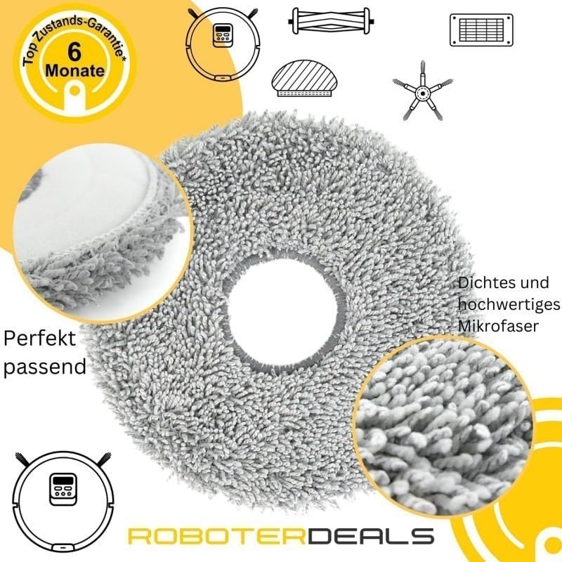 Roboter Deals - Zubehör Set, Ersatzteile für Ecovacs Deebot Mini (2X Seitenbürste, 2X Pad, 1x Hauptb
