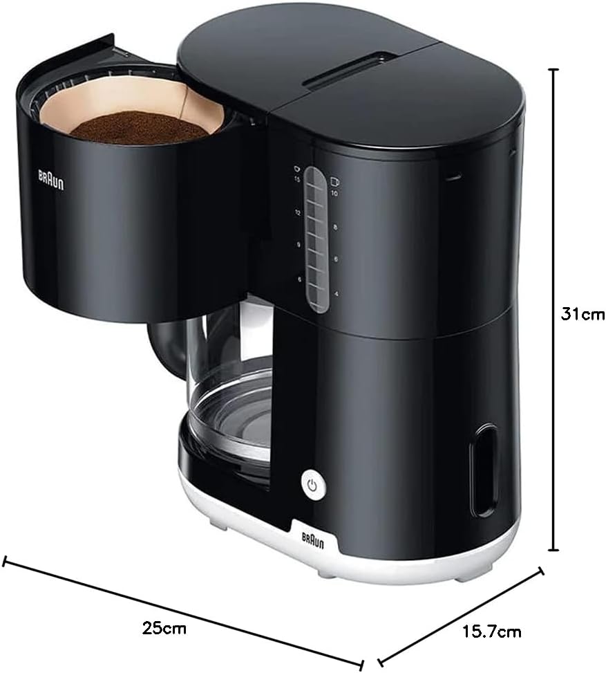 Braun Household Breakfast1 Filter Coffee Maker AromaCafe OptiBrew System Automatic Shut-Off Coffee M