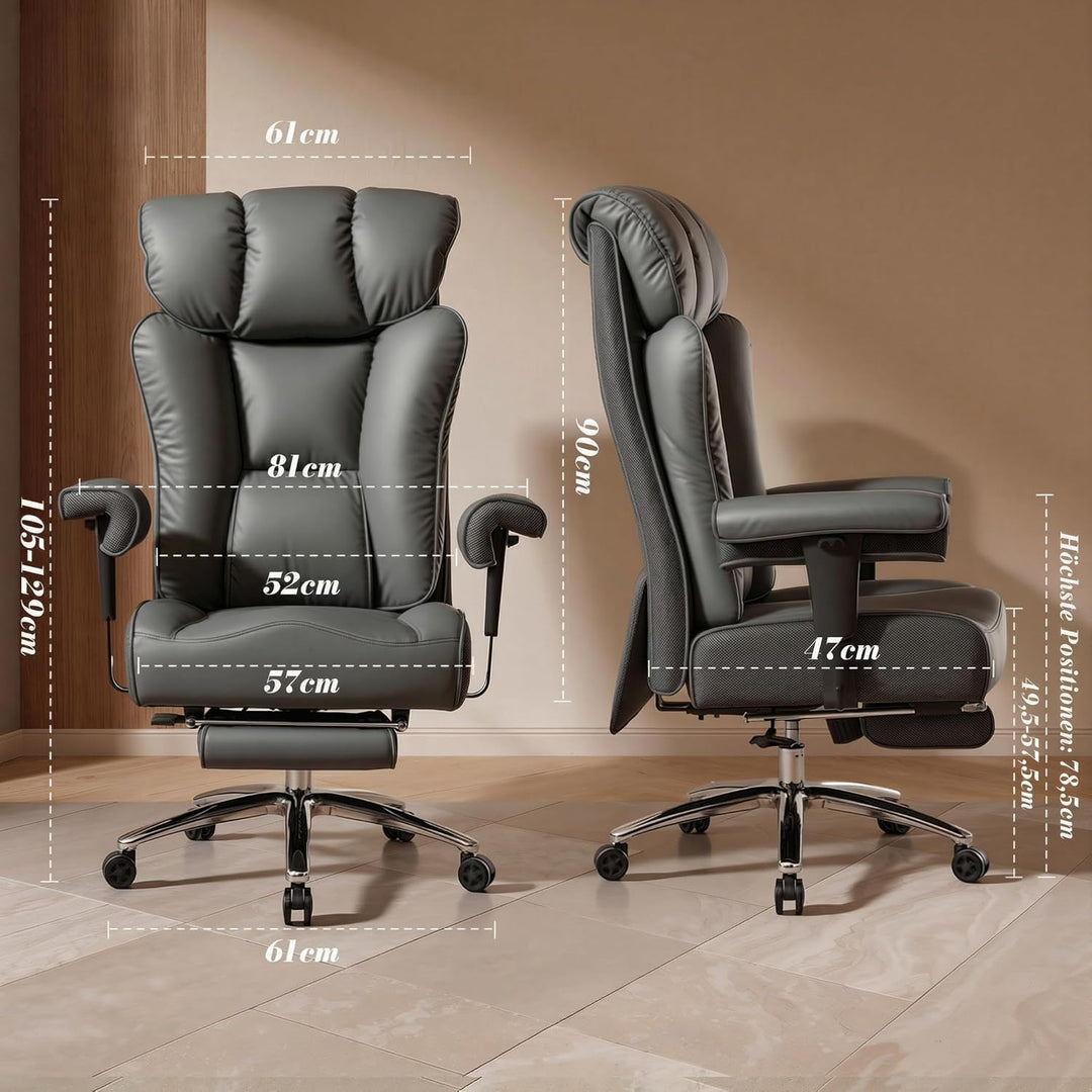 Efomao Bürostuhl, Executivesessel PU-Leder mit Integrierter Lendenwirbelstütze, Ergonomischer Chefse
