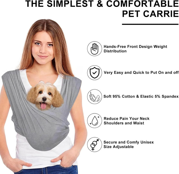 Amexo Freihändige Hundetasche, Tragetasche Hund Tragetuch für Hunde Frontpaket Hundetragetuch mit Ve