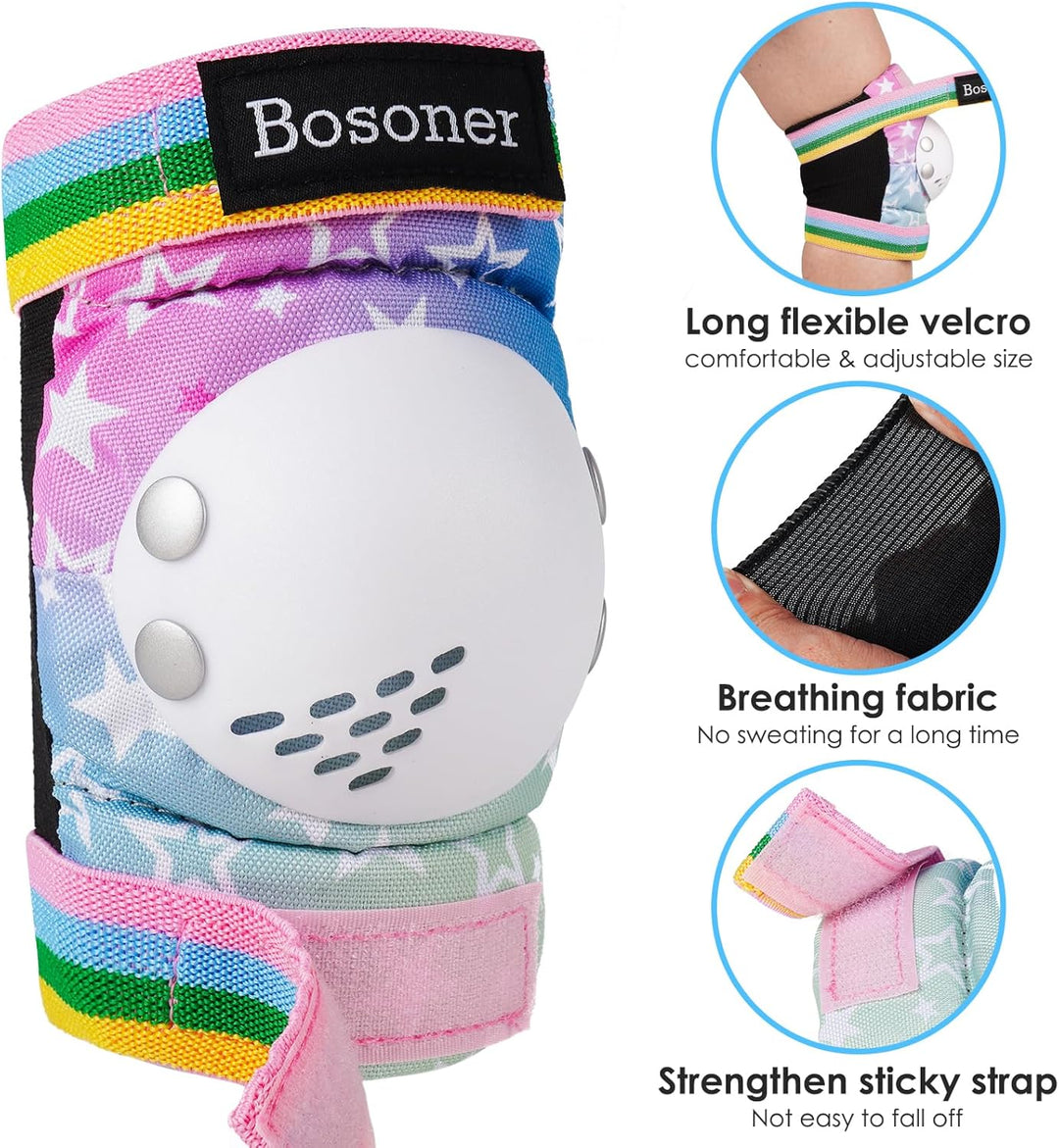BOSONER Knieschoner Kinder Schoner Inliner Protektoren 6er Set Schützer Inliner Inline Skates Knie U