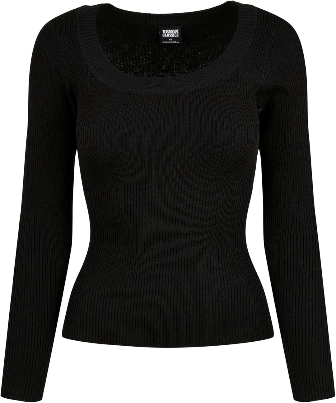 Urban Classics Ladies Wide Neckline Sweater Frauen Sweatshirt schwarz Basics, Streetwear XS Schwarz,
