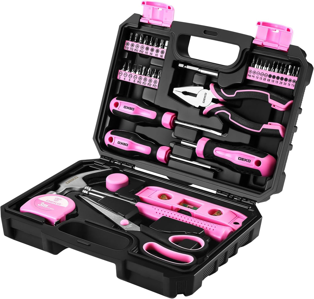 Deko Maletin Werkzeugkasten, komplettes Werkzeugset, Rosa, für Damen, Zuhause, Büro
