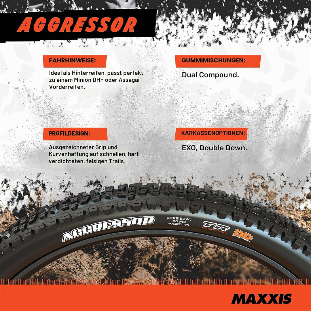 Maxxis Fahrrad Reifen Aggressor EXO // alle Grössen Schwarz 1size, Schwarz 1size