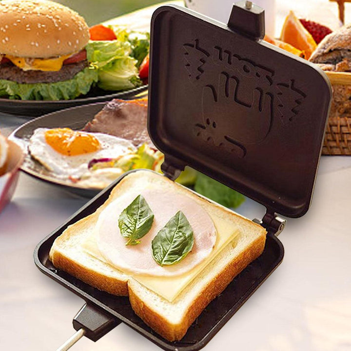 Bexdug Doppelseitige Bratpfanne - Leichte abnehmbare Sandwichpresse,Camping-Sandwichmaker-Toaster mi