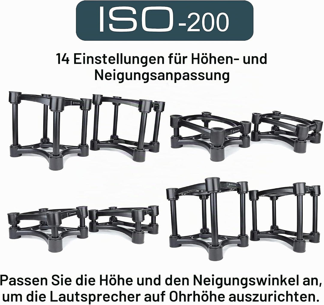 IsoAcoustics Iso-Serie mit Lautsprecherstativen, schwingungsdämpfend, mit einstellbarer Höhe und Nei