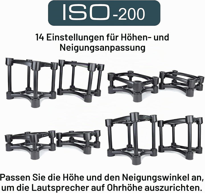 IsoAcoustics Iso-Serie mit Lautsprecherstativen, schwingungsdämpfend, mit einstellbarer Höhe und Nei