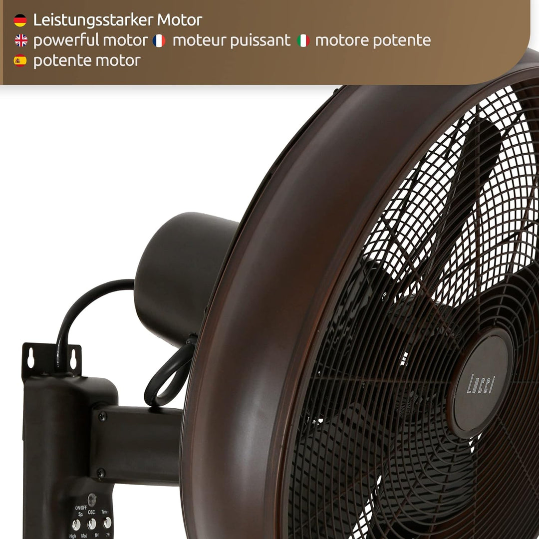 LUCCI AIR Wandventilator Breeze, Ventilator inkl. Fernbedienung, Wandlüfter mit Schwenkautomatik, Ø