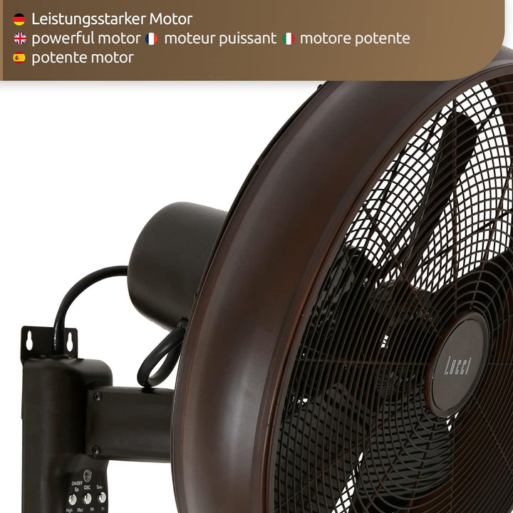 LUCCI AIR Wandventilator Breeze, Ventilator inkl. Fernbedienung, Wandlüfter mit Schwenkautomatik, Ø