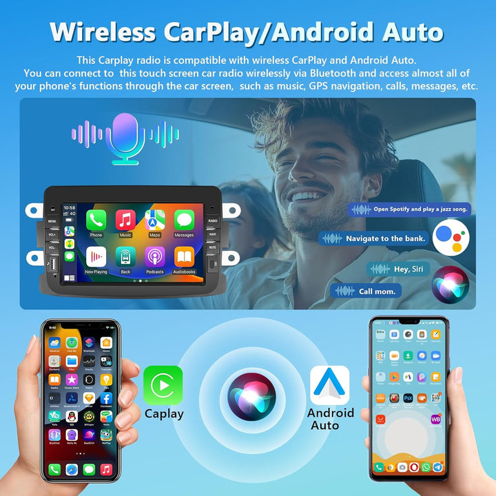 2GB+64GB Carplay Autoradio für Renault Dacia 2012-2017 Radio mit Wireless Android Auto, 7“ Bildschir