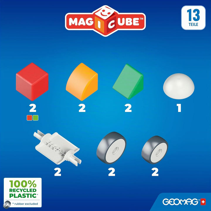 Geomag 202BLME Magnetic dice for Children, Green Yellow, 13 Pieces