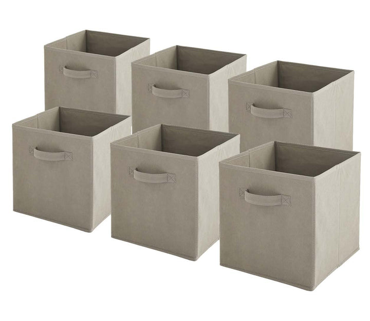 Lot de 6 bacs de rangementintissés pliables - Taupe - 27x27x27cm
