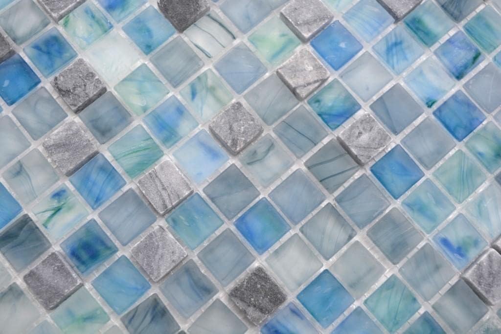 Mosaik Fliese Transluzent grünblau Glasmosaik Crystal Stein Cream grünblau für WAND BAD DUSCHE KÜCHE
