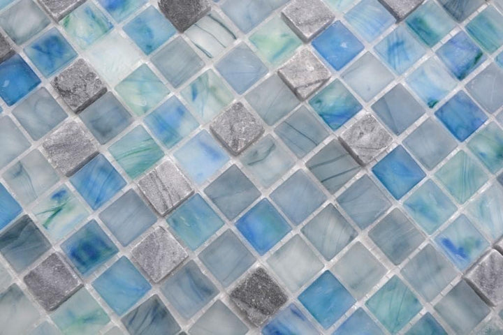 Mosaik Fliese Transluzent grünblau Glasmosaik Crystal Stein Cream grünblau für WAND BAD DUSCHE KÜCHE