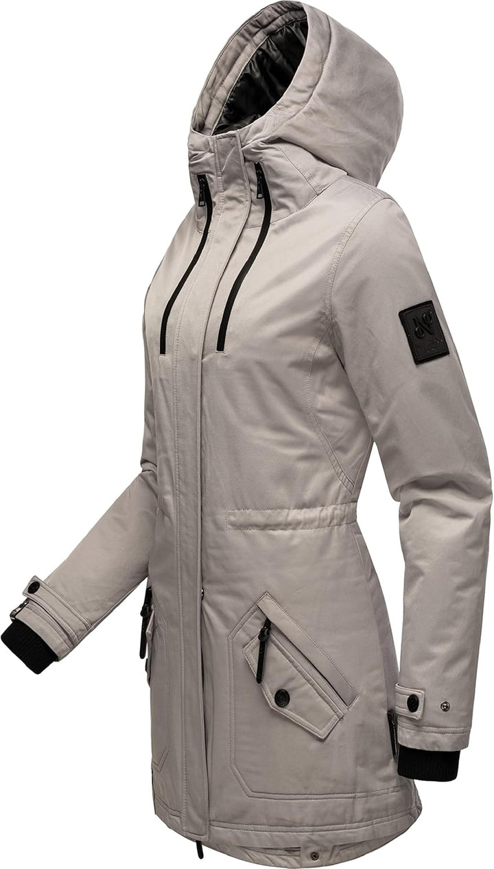 Navahoo Damen Warmer Winter Kurzmantel Avrille II XS-XXL, Zinc Grey