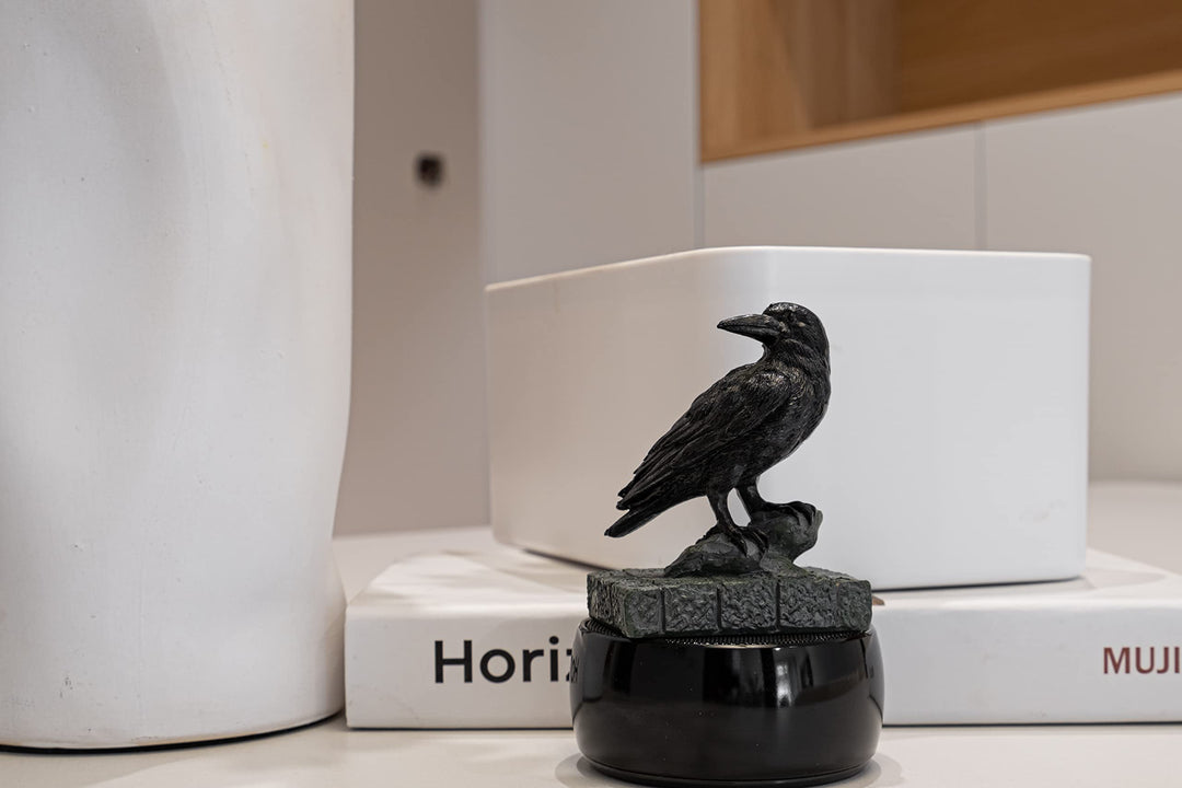 EASCHEER Rabe auf Rock Statue 7,6 cm Gothic Crow Scavenger Bird Decor Figur Rabe auf Fels, Rabe auf