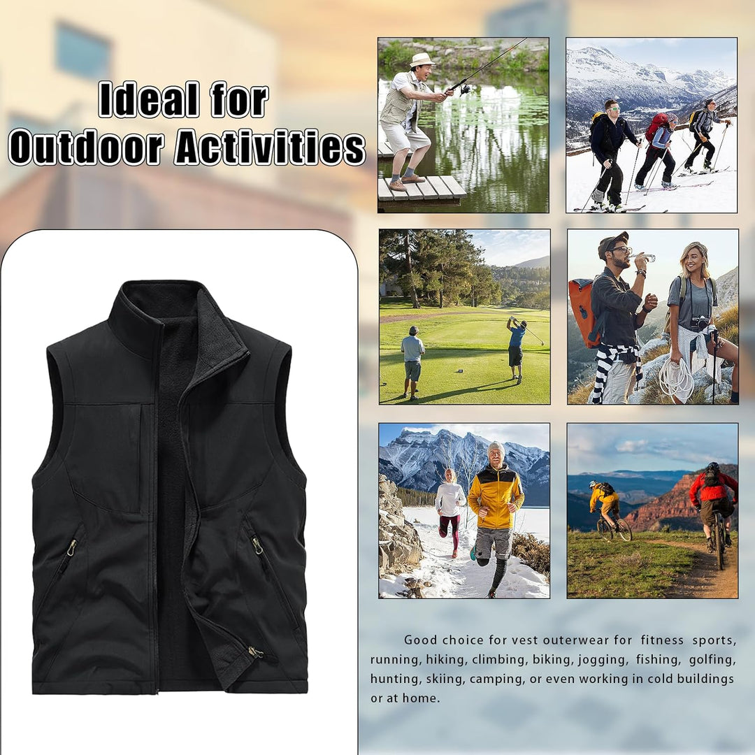 BWBIKE Herren Fleeceweste Doppelseitige Polarfleece Ärmeljacken Plus Velvet Outdoor Winddichte Verdi