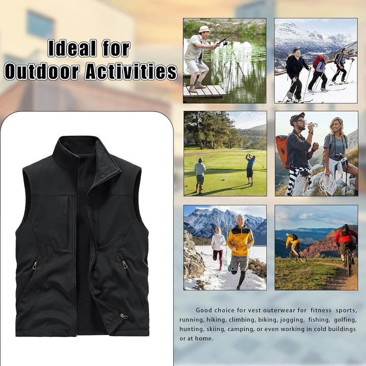 Herren Fleeceweste Reversible Wear Ärmellose Jacken Plus Velvet Outdoor Winddichte Verdickungsweste