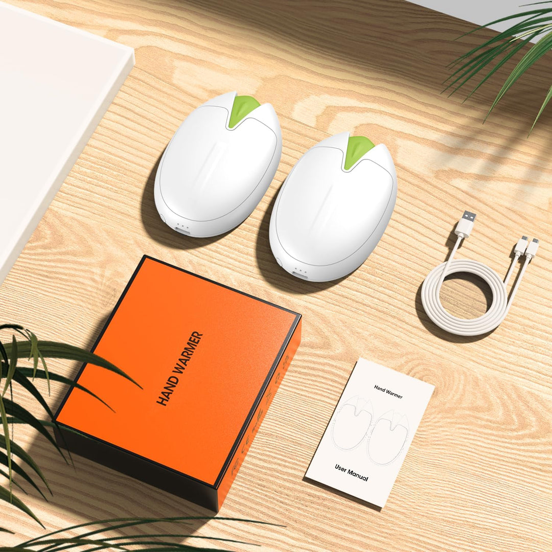 Handwärmer Elektrisch, 2er Set 6000mAH Akku Pistazie Elektrischer Handwärmer Wiederverwendbar Auflad