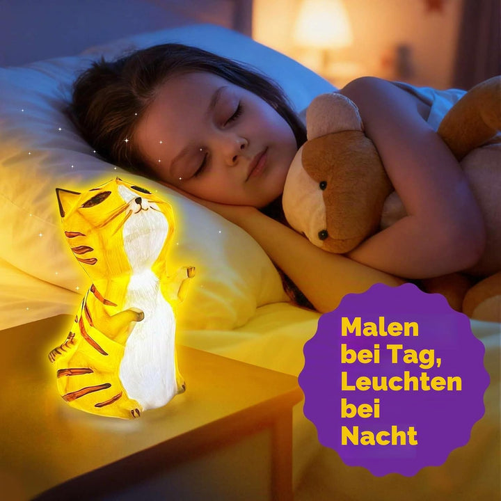 EPUMP Malen Sie Lhre Eigene Katzenlampe mit 2 Lichtmodi – Bastelset Wiederaufladbarer 1200 mAh Nacht