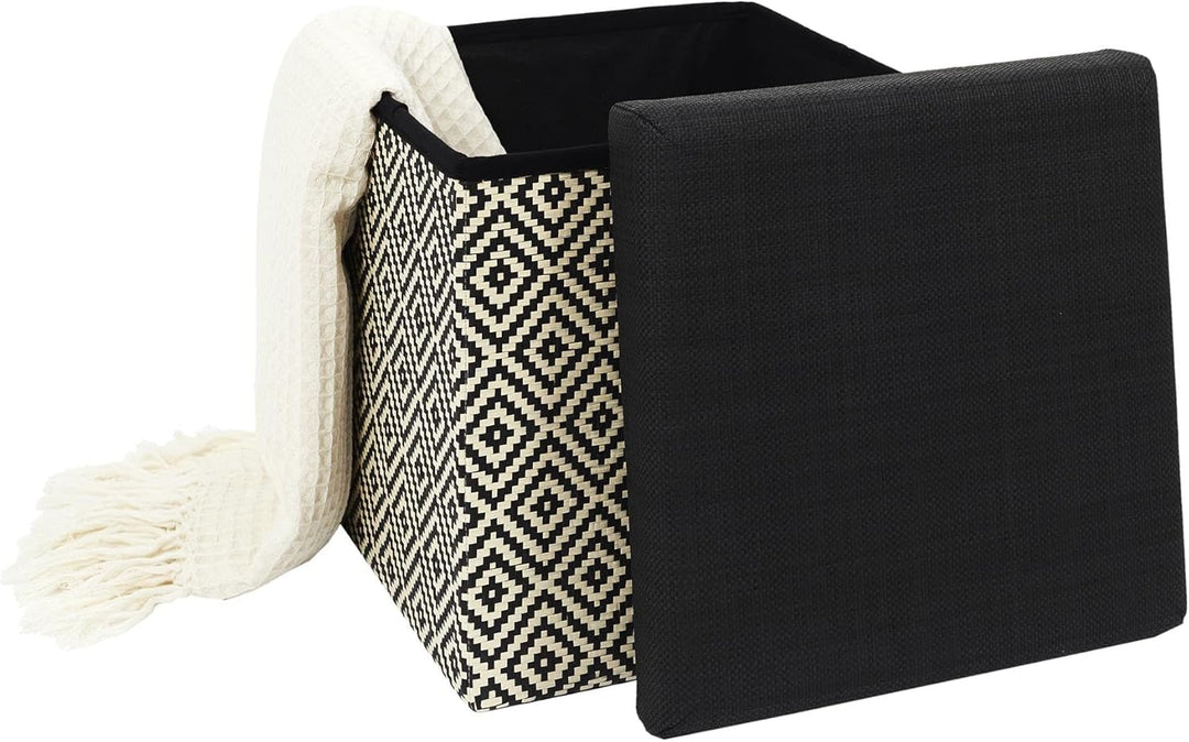 CAJA-PUF PLEGABLE TRENZADO NEG