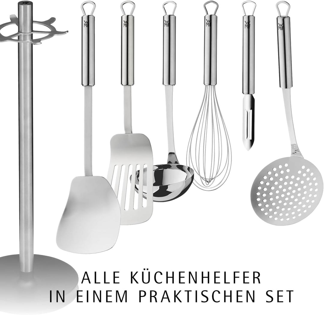 WMF Profi Plus Küchenhelfer Set 7-teilig, Ständer mit 6 Helfern, Schöpflöffel, Schaumlöffel, Wokwend